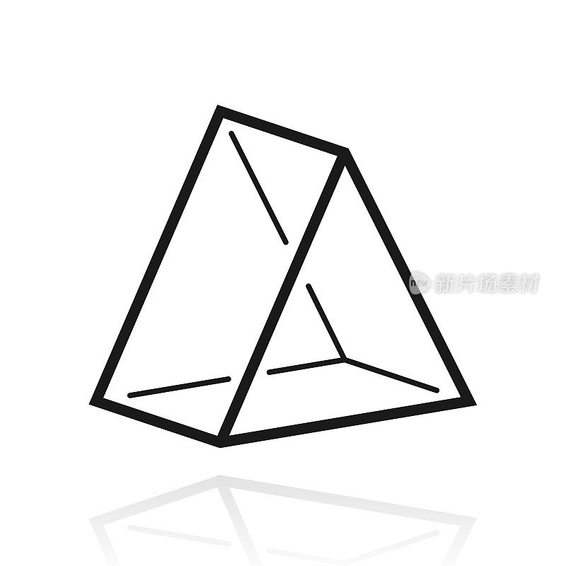 3 d三角形。白色背景上反射的图标